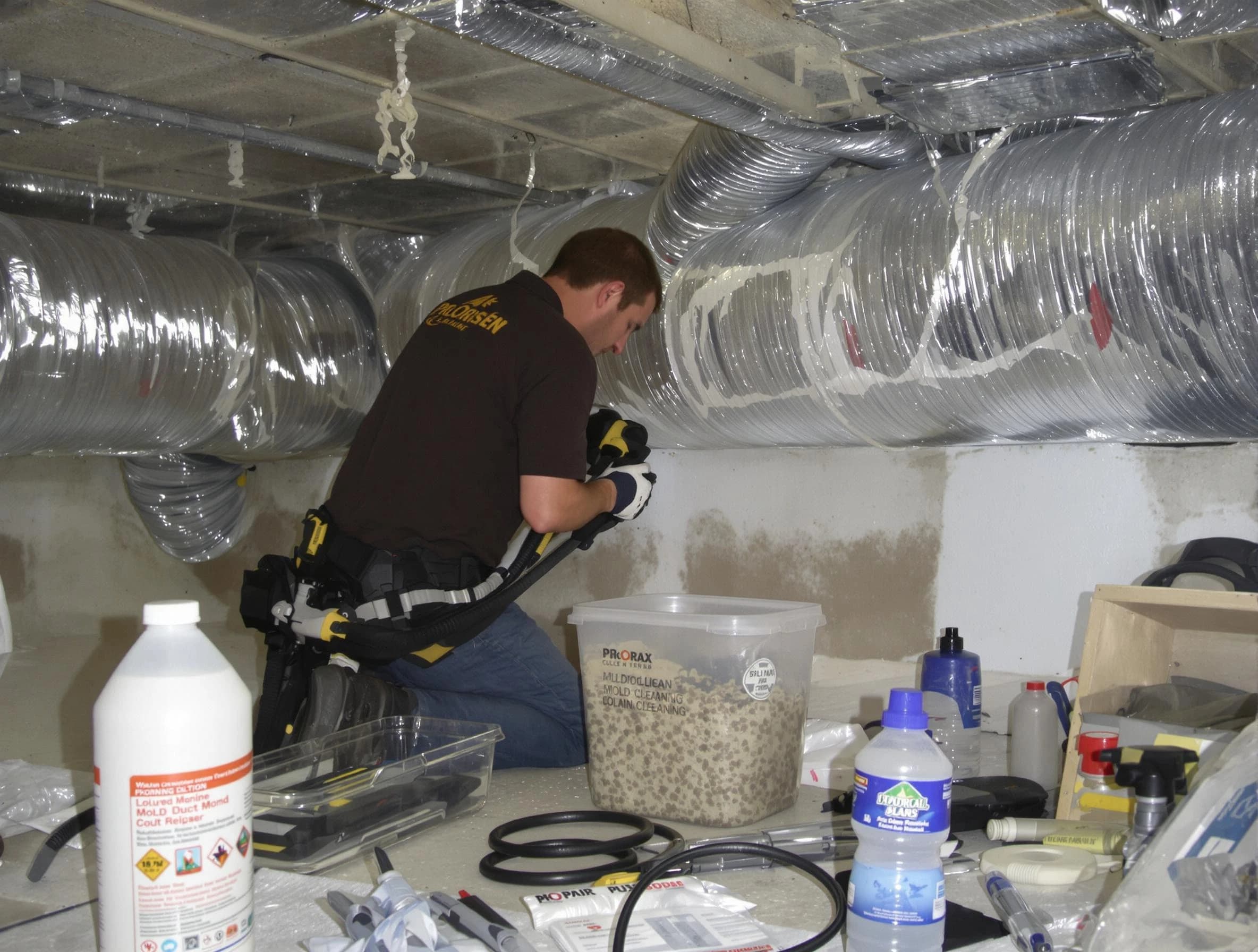 Duluth Air Duct Cleaning specialist performing professional mold removal from air ducts in Duluth
