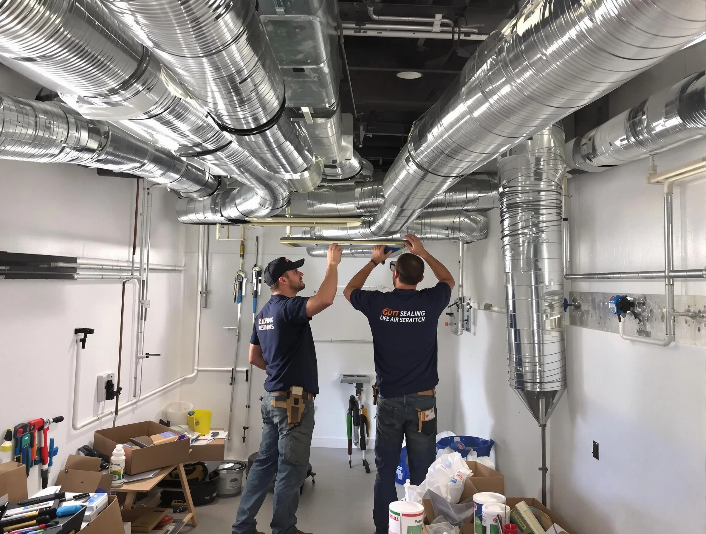 Duluth Air Duct Cleaning technician applying professional duct sealing solutions in Duluth