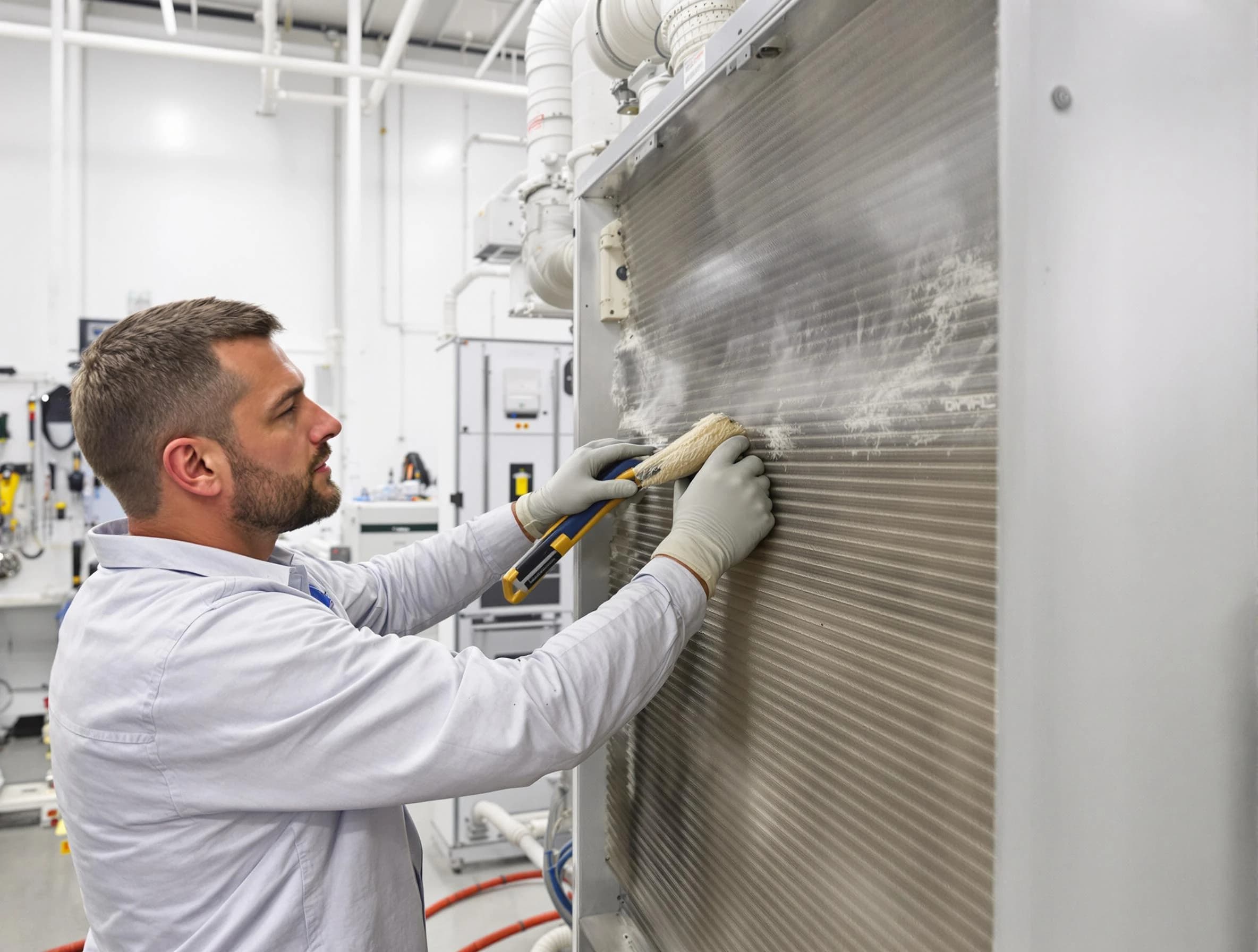 Duluth Air Duct Cleaning technician performing precision commercial coil cleaning at a Duluth business