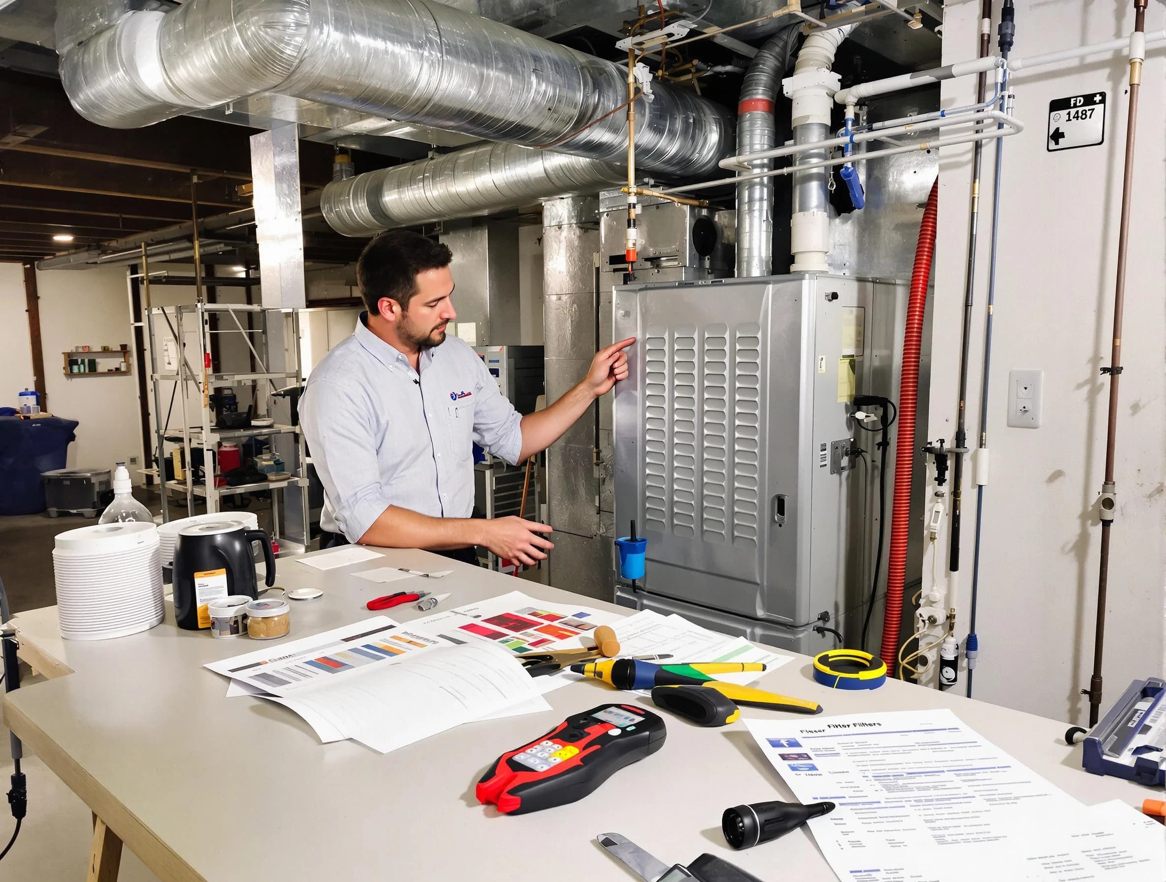 Duluth Air Duct Cleaning inspector conducting detailed filter system evaluation using professional diagnostic tools in Duluth