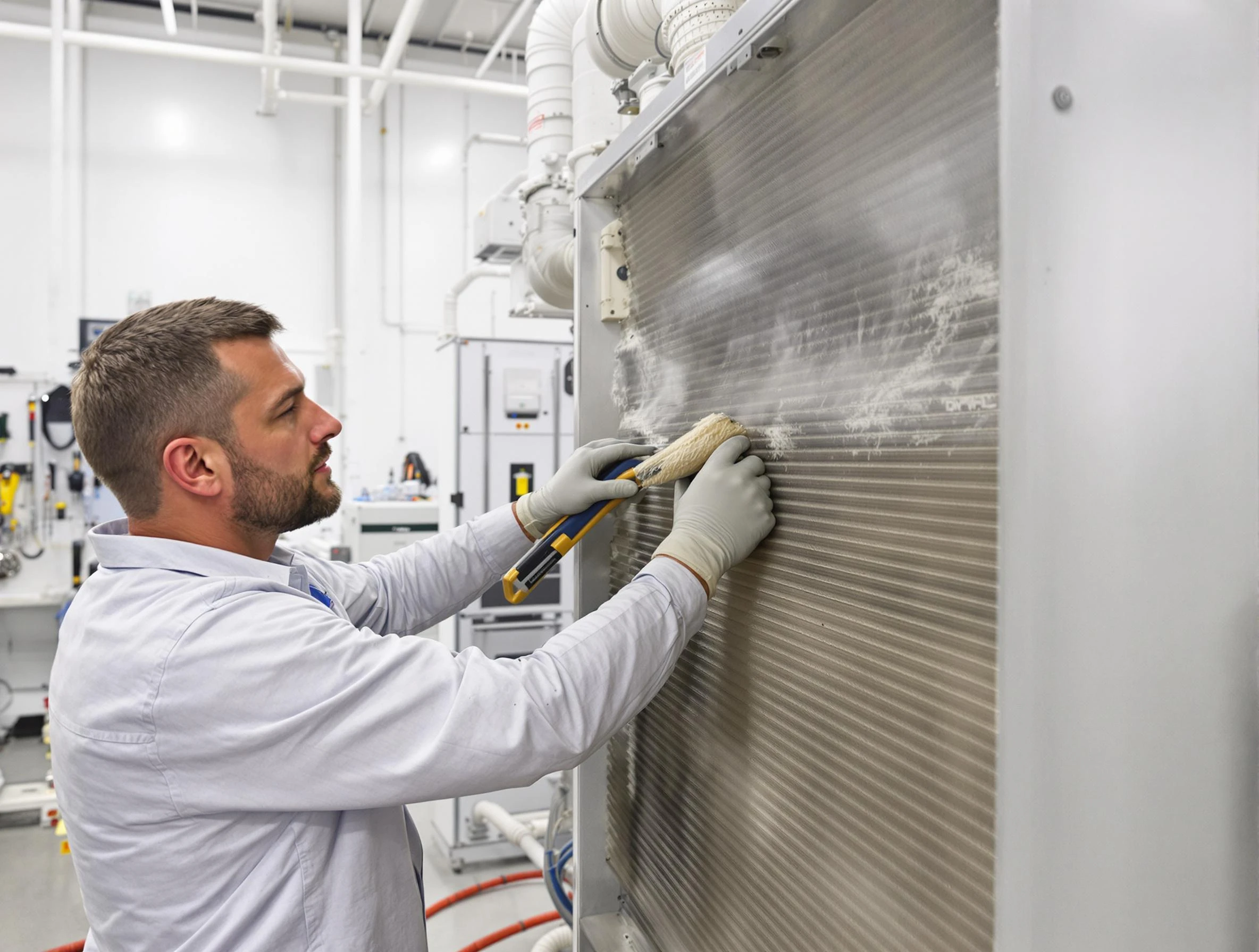 Duluth Air Duct Cleaning technician performing precision commercial coil cleaning at a Duluth business